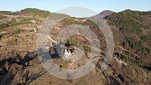 Aerial view of Ortodox Church of the Ascension near village of Borovo, Bulgaria