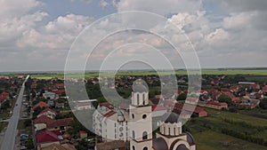Aerial View of Ortodox Church in Town of Sirig