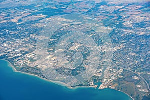Aerial view of the Oshawa area cityscape