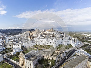 aerial view of Ostuni, white city in Puglia Italy