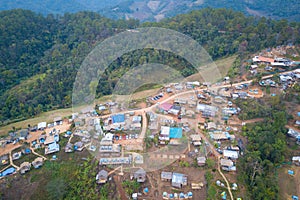 Aerial view of ountryside around Doi luang mountain, Chiang mai, Thailand