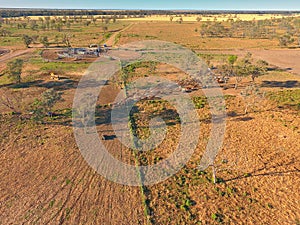 Aerial view of Outback Cattle mustering