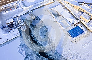 Aerial view of the outdoor pool Allas Sea Pool, Helsinki, Finland