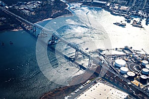 Aerial view of the Outerbridge Crossing Connecting Staten Island and New Jersey