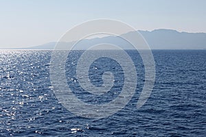 Aerial view over the Aegean sea near Kalimnos island, Greece photo