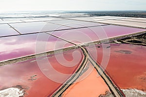 Aerial view over beautiful salt fields in Provence