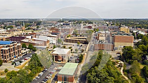 Aerial View over the Buildings and Infrastructure in Clarksville Tennessee