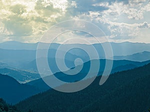 Aerial view over the Carpathian mountains - Ukraine