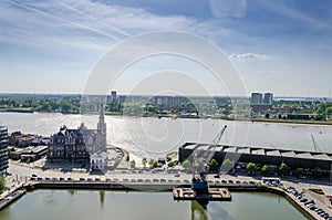 Aerial view over the city of Antwerp in Belgium