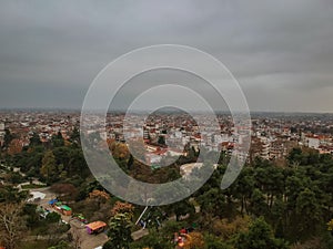 Aerial view over the city center of katerini city in Pieria, Greece