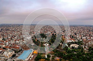 Aerial view over the city center of katerini city in Pieria, Greece