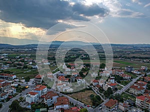 Aerial view over the city center of katerini city in Pieria, Greece