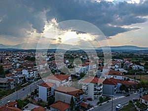 Aerial view over the city center of katerini city in Pieria, Greece