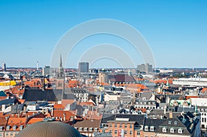 Aerial view over city of Copenhagen