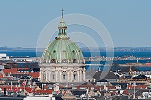 Aerial view over city of Copenhagen