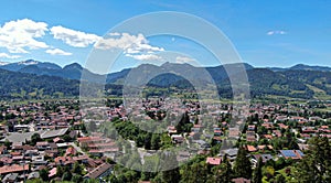 Aerial view over the city of Oberstdorf Germany photo
