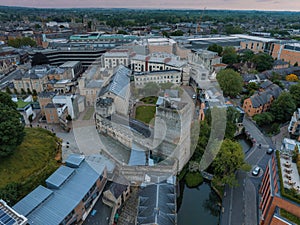 Aerial view over the city of Oxford with Oxford University.