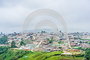 Aerial view over the colonial city of Filandia in Colombia photo