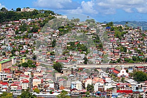 Aerial view over the colorful Caribbean city of Fort de France, Martinique photo