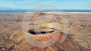 Aerial view over the crater of Caldero Hondo. Fuerteventura, Spain. photo