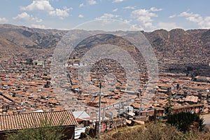 An aerial view over Cuzco