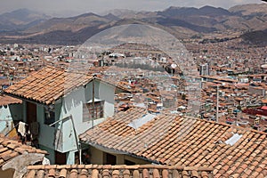 An aerial view over Cuzco