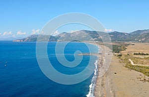 Aerial view over Dalaman beach in Turkey