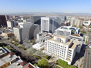 Aerial View Over Downtown Denver Colorado