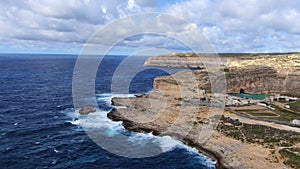 Aerial view over Dwerja Bay on the island of Gozo Malta