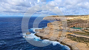 Aerial view over Dwerja Bay on the island of Gozo Malta