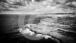 Aerial view over Dwerja Bay on the island of Gozo Malta