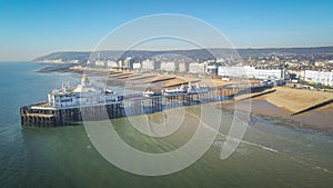 Aerial view over Eastbourne Pier at the south coast of England