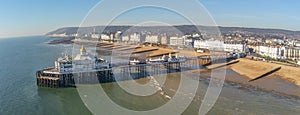 Aerial view over Eastbourne Pier at the south coast of England