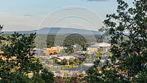 Aerial view over Flagstaff,  Arizona, from the city overlook