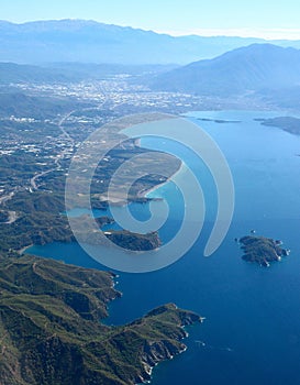 Aerial view over Gocek and Fethiye in Turkey
