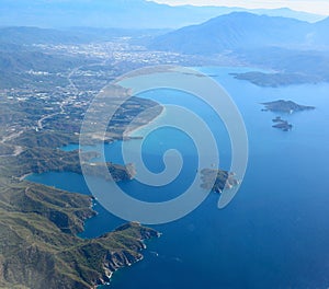 Aerial view over Gocek and Fethiye in Turkey