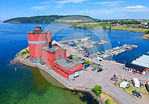 Aerial view over the harbor