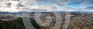 Aerial view over Intorsura Buzaului city from Covasna county in Romania