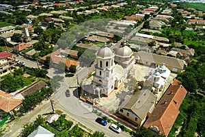 Aerial view over Jurilovca village from Dobrogea, Romania photo