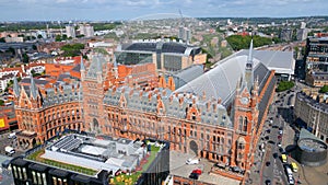 Aerial view over Kings Cross - St Pancras train station in London photo