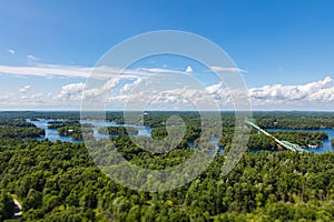 Aerial view over the landscape of the 1000 islands at Ontario, Canada