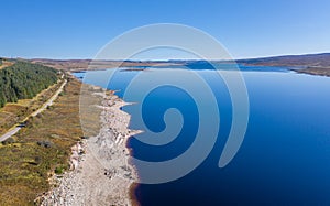 Aerial View over Loch Shin in Scottish Highlands