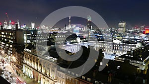 Aerial view over London - amazing night time lapse