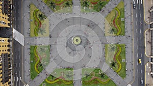 Aerial view over the main square of Lima.