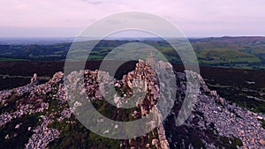 Aerial View over Manstone Rock In Stiperstones, UK