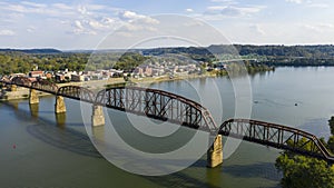 Aerial View Over the Ohio River near Point Pleasant West Virginia USa