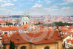 Aerial view over Old Town in Prague