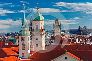 Aerial view over Old Town in Prague, Czech Republic