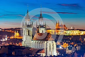 Aerial view over Old Town, Prague, Czech Republic