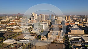 Aerial View Over Phoenix Arizona Downtown Urban City Skyline